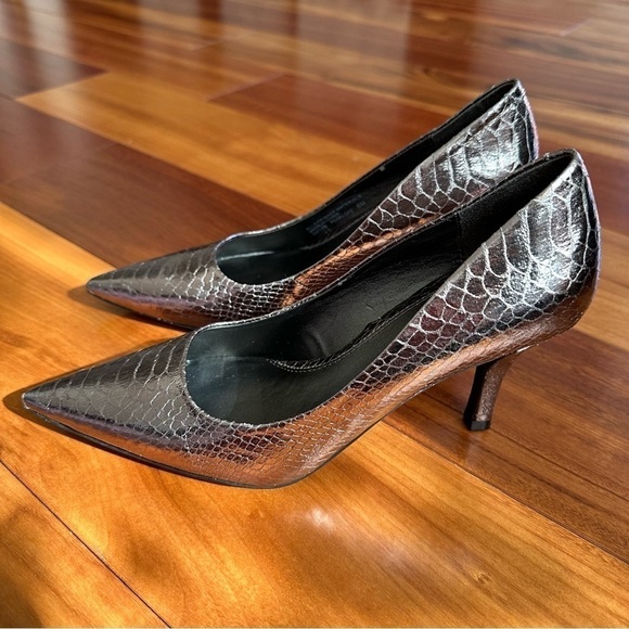 Connie Penelope stiletto Pointed Toe Snake Brown Pumps Heels - Picture 4 of 10